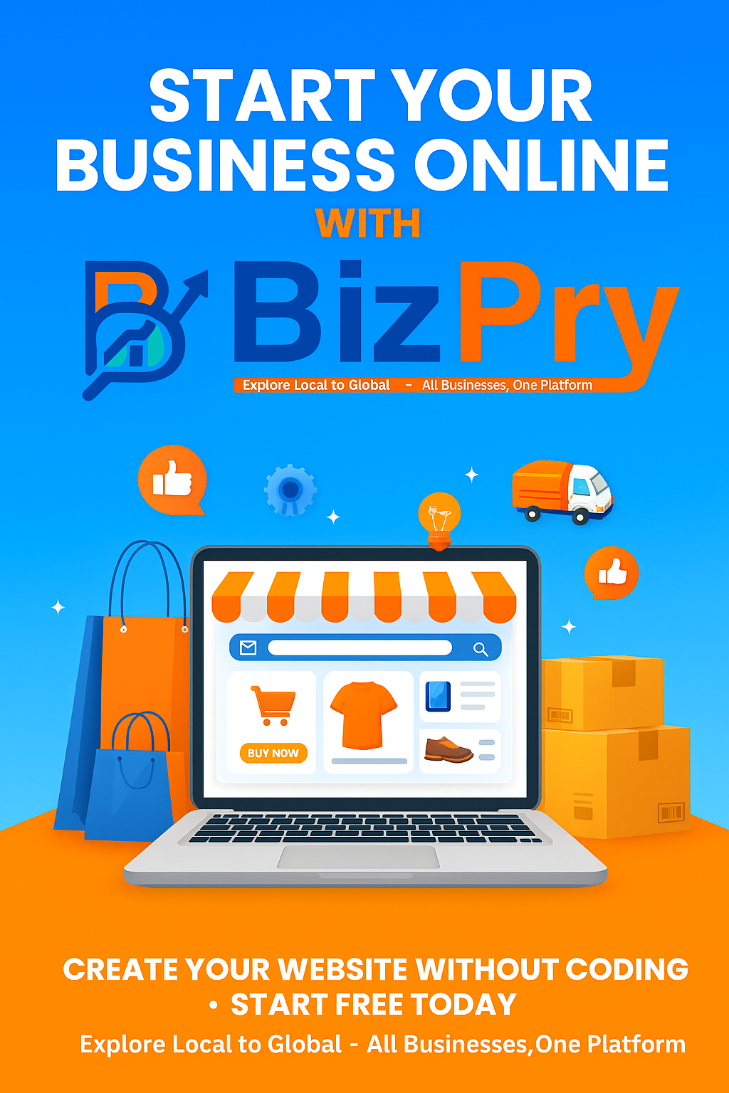 Start Your Business Online with BizPry - Free Websites, No Coding