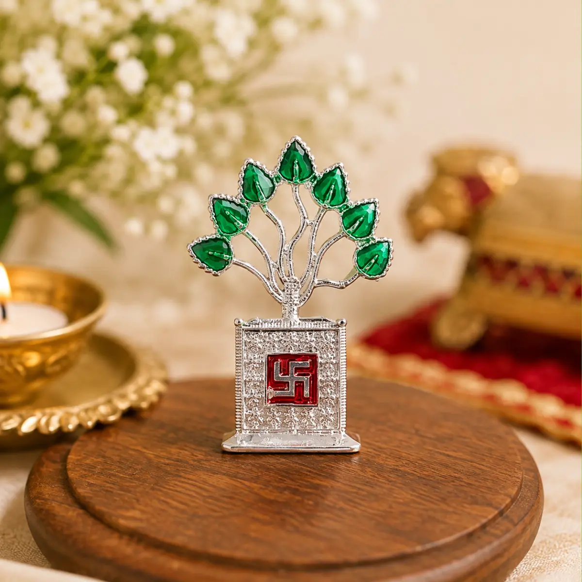 German Silver / Brass Tulsi Decorative Idol – 2 Inch
